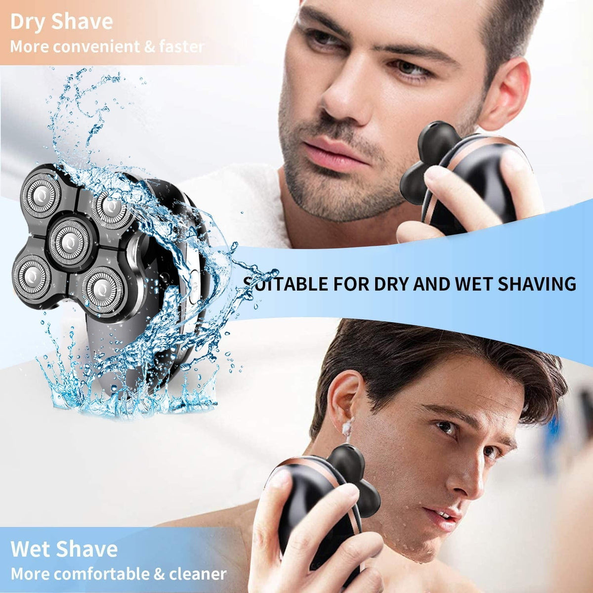 Waterproof Electric Head Shaver