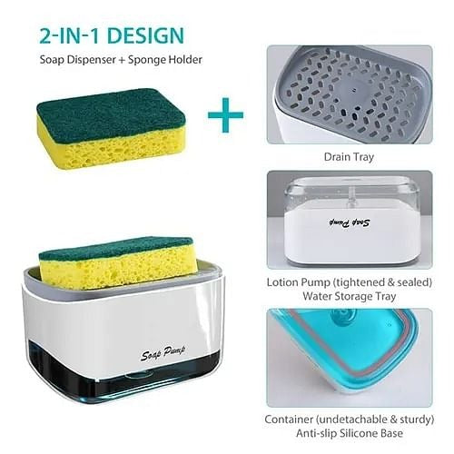 Soap Pump Dispenser with Sponge Holder