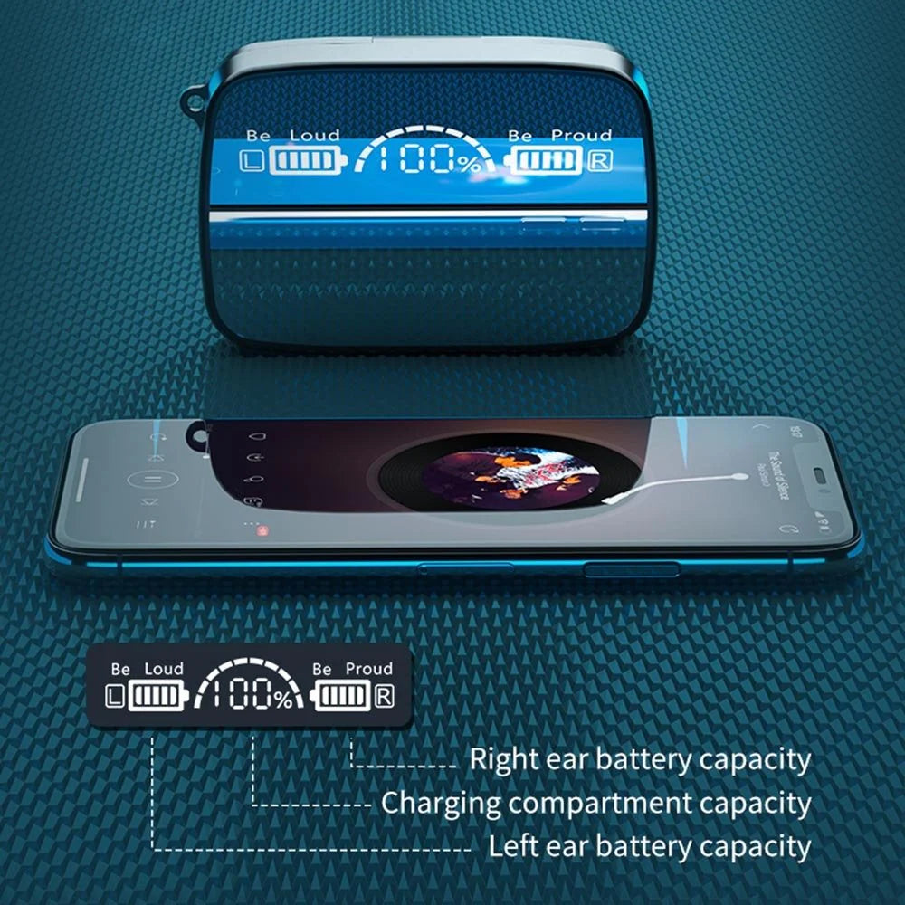Digital Display TWS Wireless Mirror Touch Headset