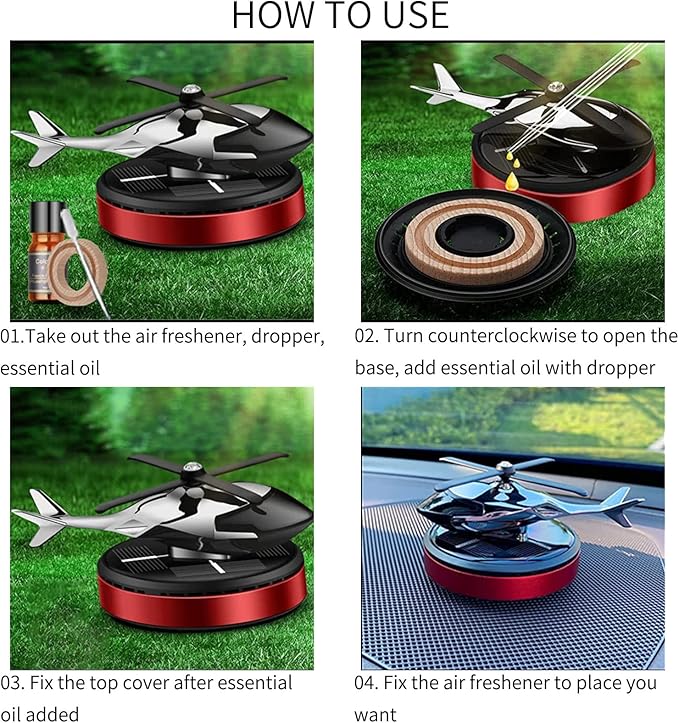 Rotating Helicopter Solar Car Air Freshener (Osmanthus & Vanilla)