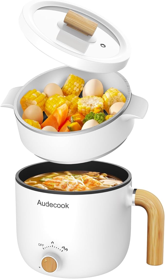 Electric Hot Pot with Steamer – 1.5L Mini Cooker